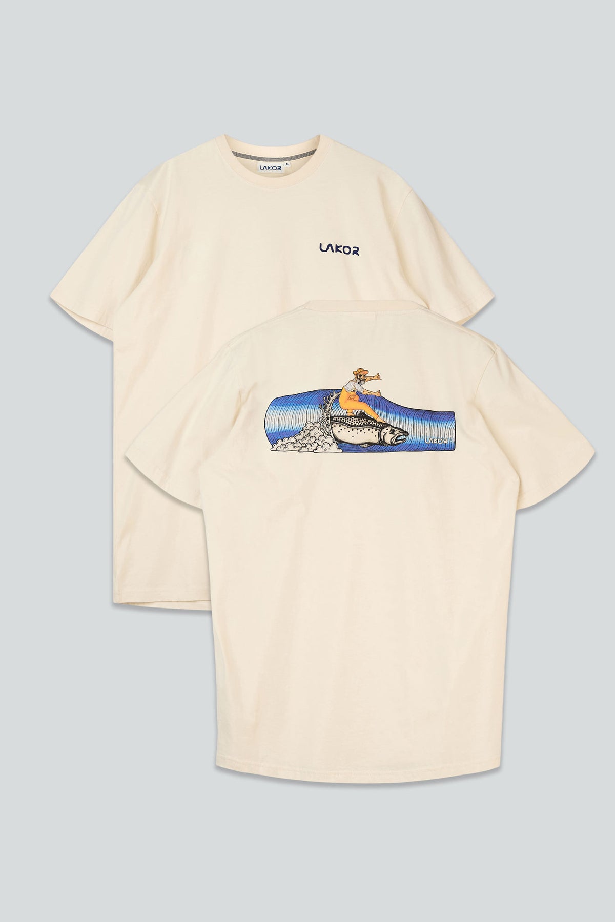 Salmon Surfer T-Shirt Beige