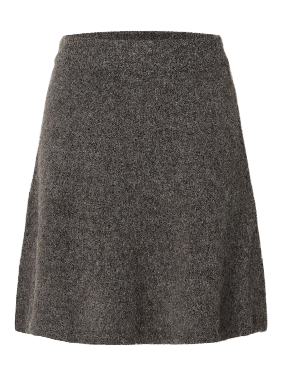 Slflulu Brushed Hw Knit Skirt Grå
