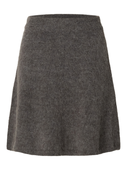 Slflulu Brushed Hw Knit Skirt Grå