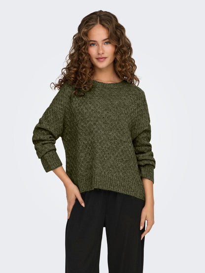 JDYBIGUM L/S O-NECK PULLOVER KNT Mørkegrønn