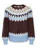 Onlrusty Ls Fair Isle O-Neck Bf Knt Brun