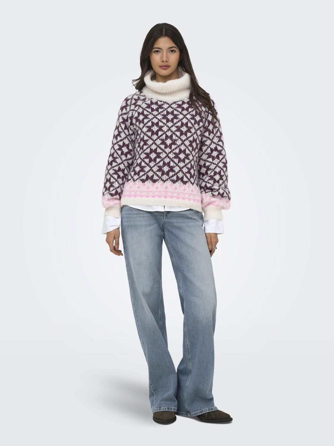 Onlcaro Ls Rollneck Cc Knt Grå