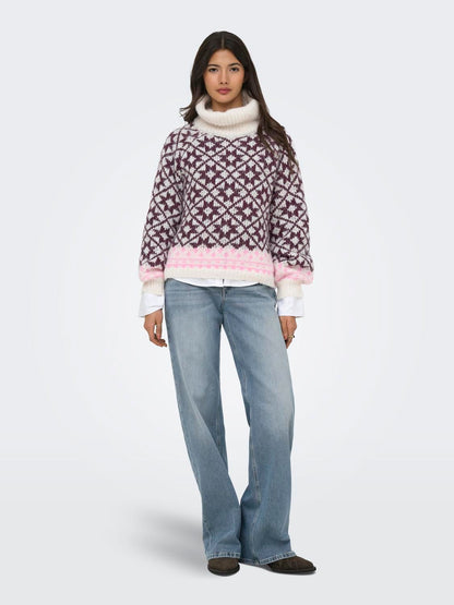 Onlcaro Ls Rollneck Cc Knt Grå