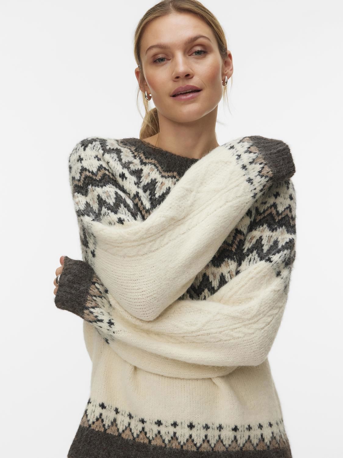 Vmjuliana Ls O-Neck Pullover Boo Grå