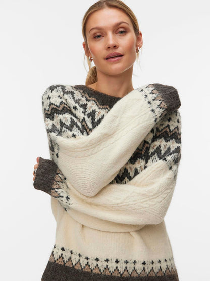 Vmjuliana Ls O-Neck Pullover Boo Grå