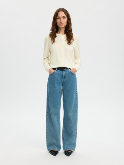 Slwthea Ls Knit Merino Cardigan Noos Hvit