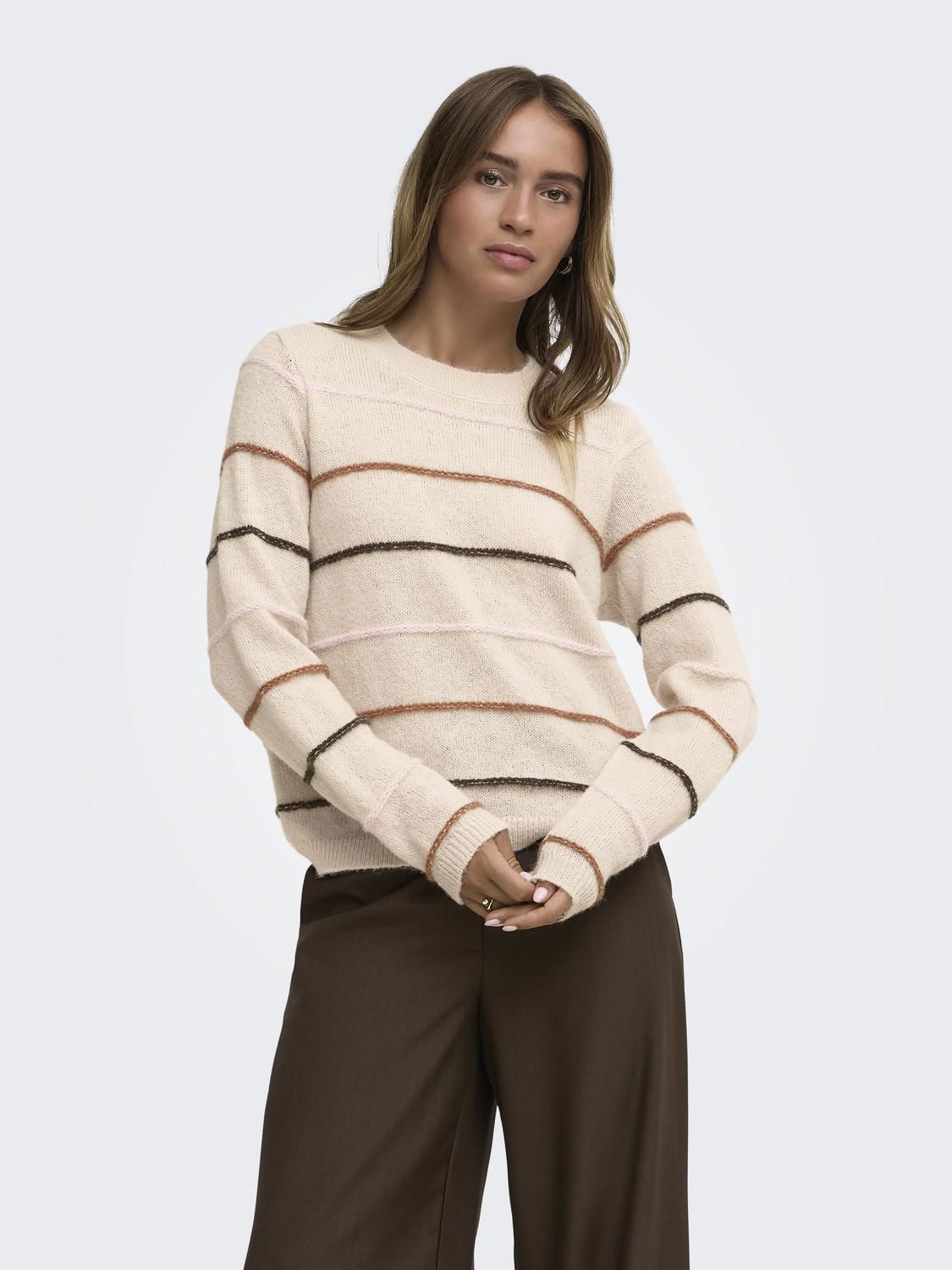Jdysigrid Life L/s On Struc Pullover Knt Grå