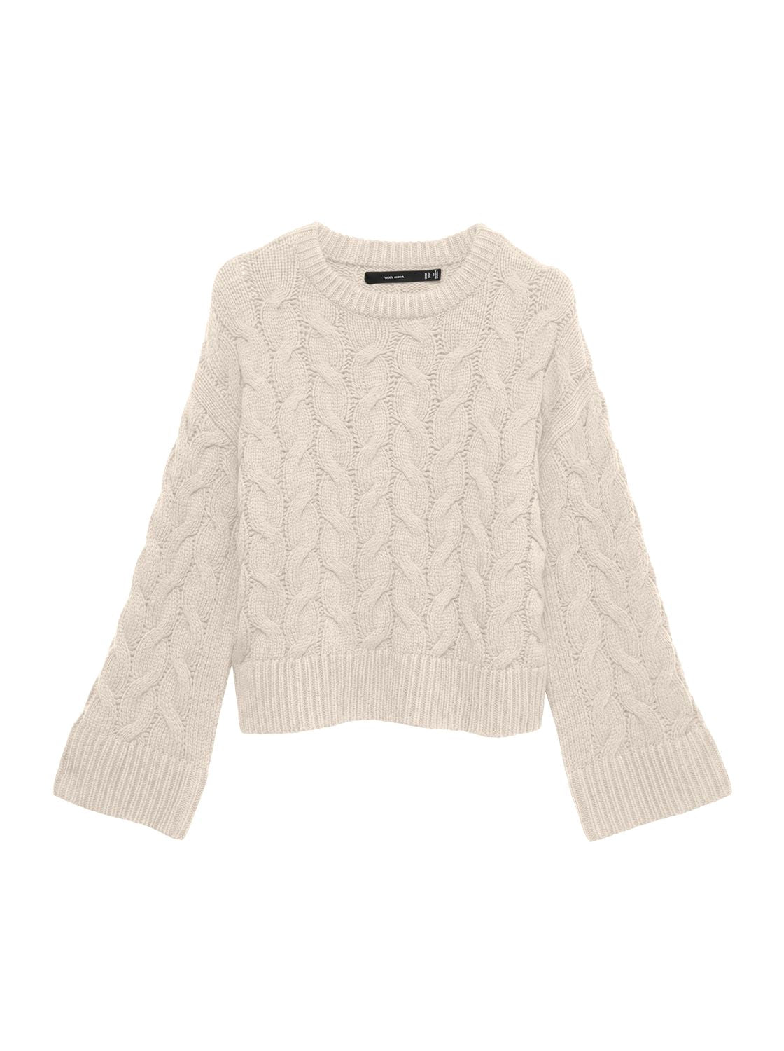 Vmsvea Thea Ls O-Neck Cable Pullover Exp Beige