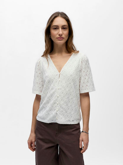 Objlaila 2/4 Re V-Neck Top Div Hvit