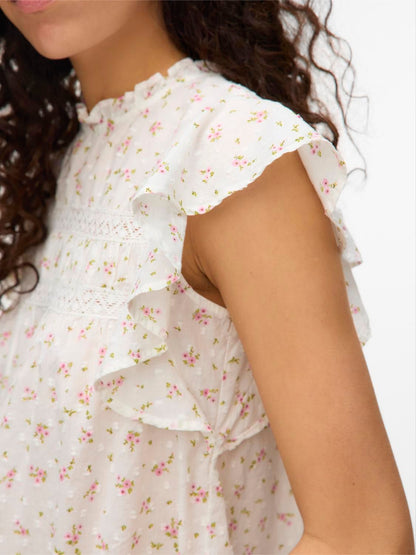 Vmtrine Sl Lace Top Wvn Noos Hvit