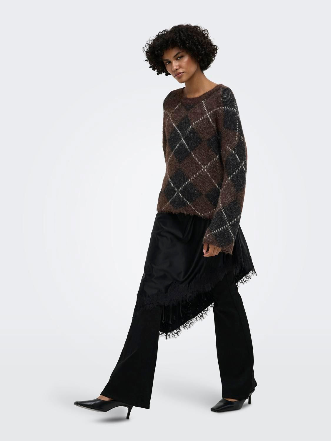 Onlnoeme Ls Pattern O-Neck Nca Knt Brun