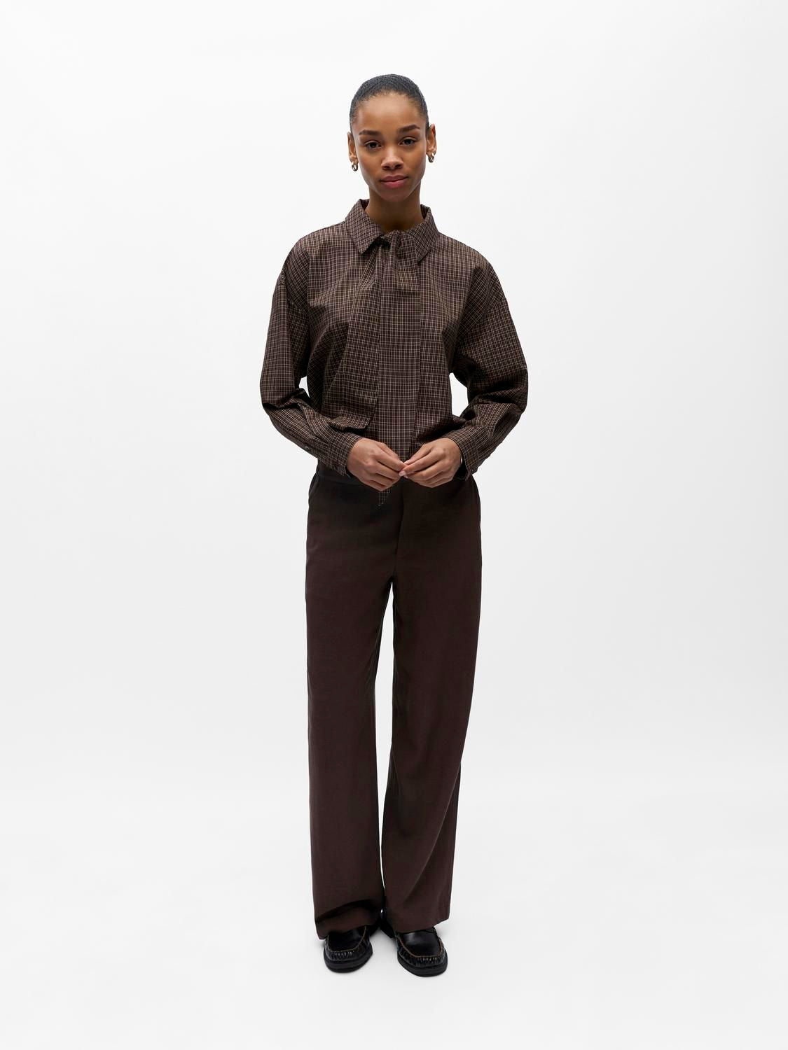 Objsanne Aline Wide Pant Noos Brun