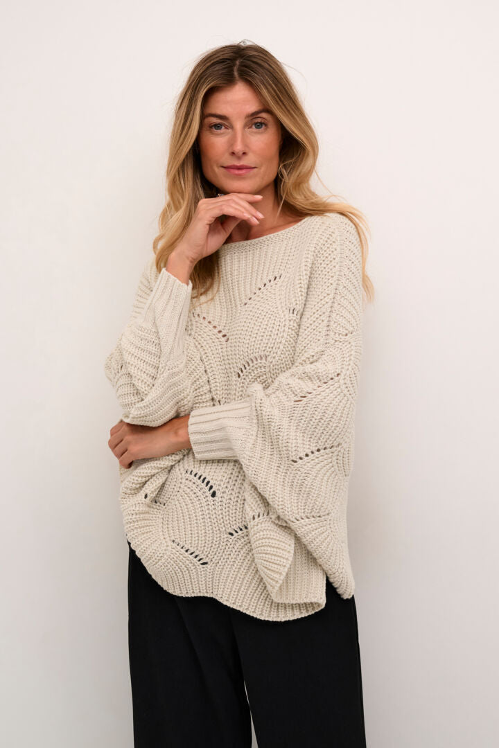 CRmistletoe KNIT PONCHO Lys Beige