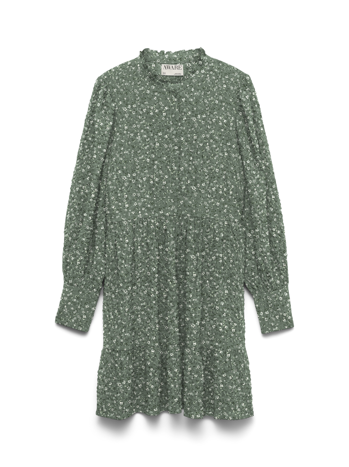 Awnoelle Ls High Neck Short Dress Grønn