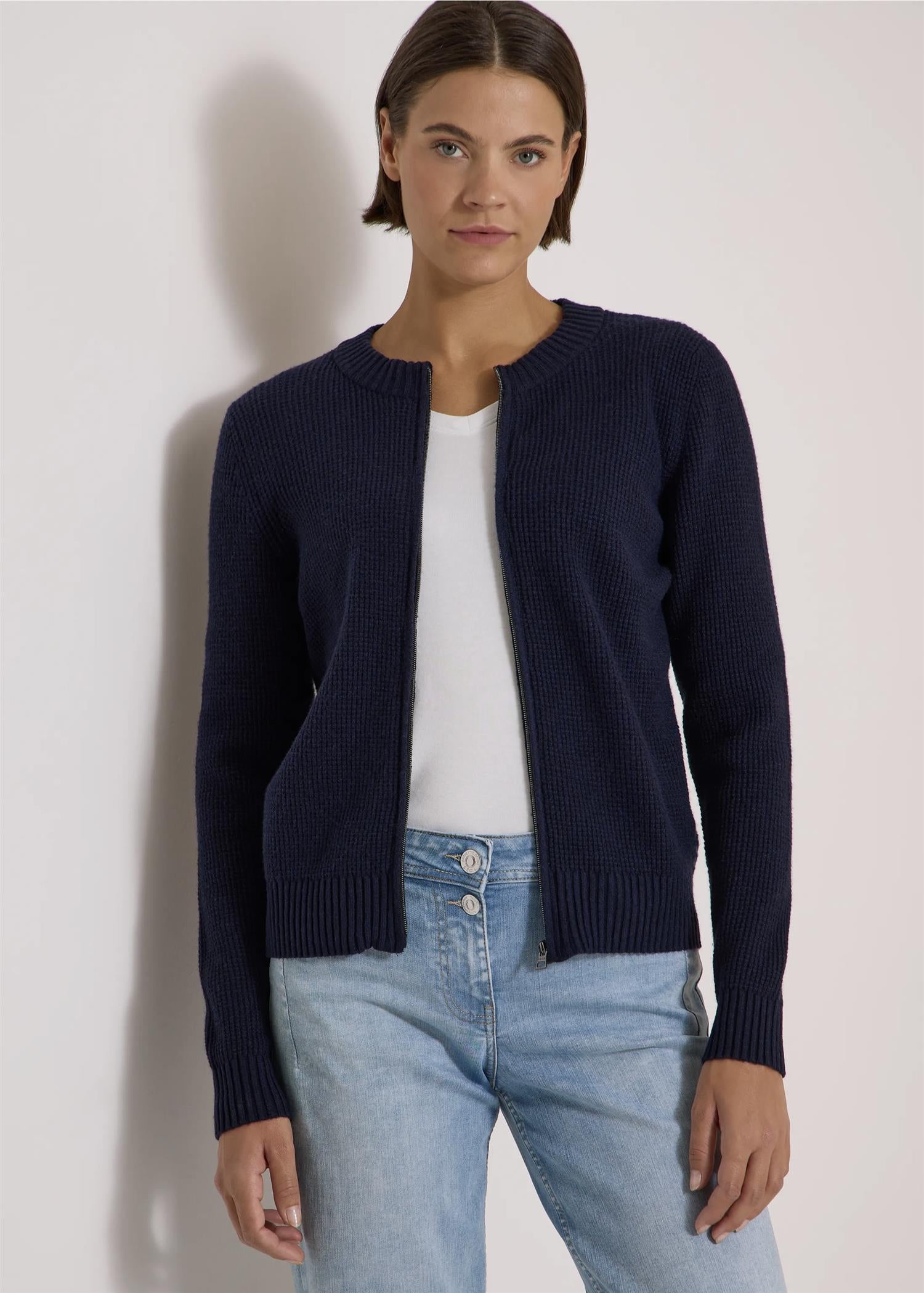 Cash zipper cardigan Marine