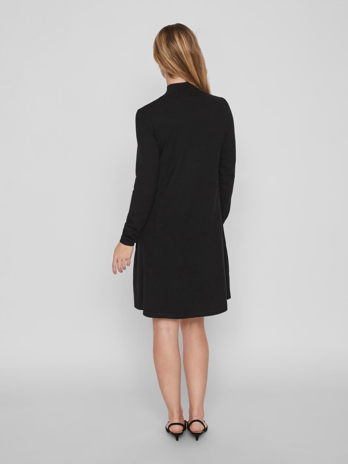 VICOMFY A-LINE ROLLNECK KNIT DRESS/SU/PB Black