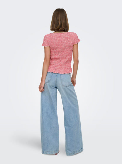 Onlcelle Cap Smock Boatneck Top Jrs Rød