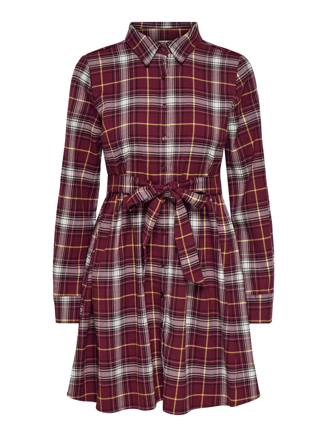 Onlwren Check Short Dress Wvn Burgunder