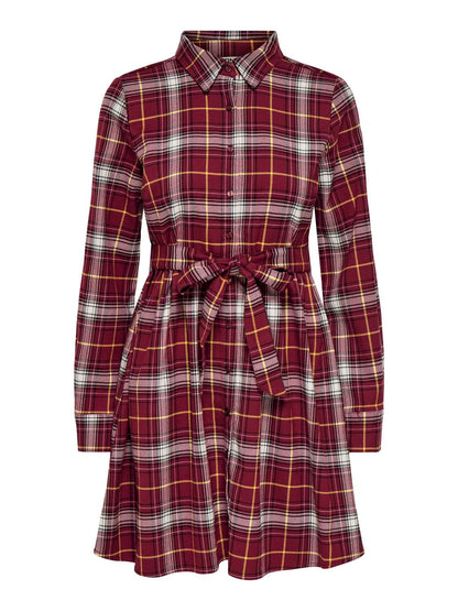 Onlwren Check Short Dress Wvn Burgunder