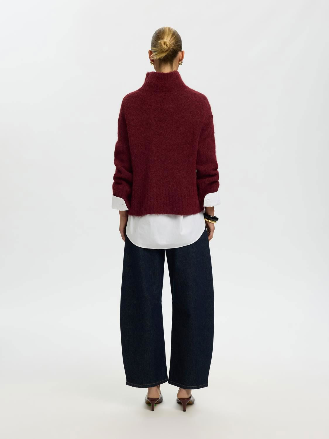 Slwgabriella Ls Knit High Neck Noos Burgunder