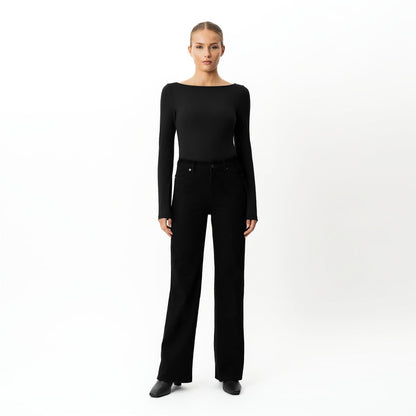 Soft Boatneck Long-sleeve Svart
