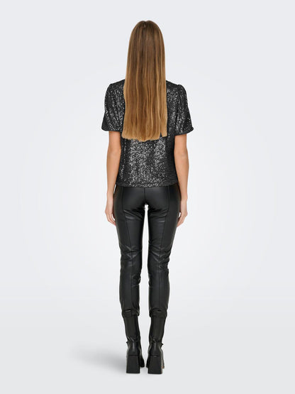 Onlana S/s Loose Sequins Top Jrs Sort