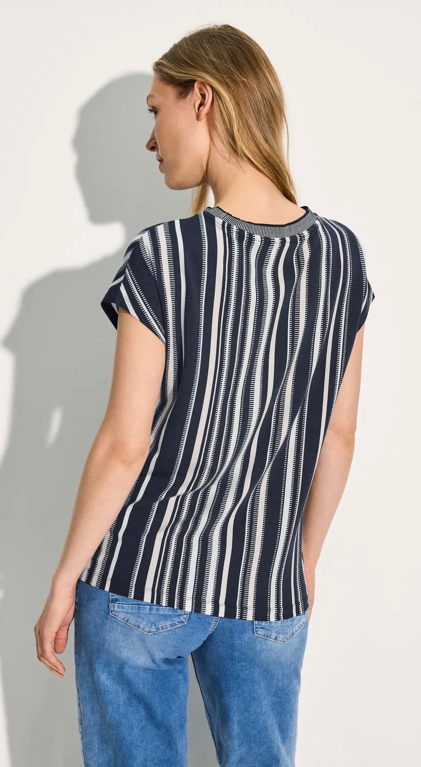 Stripe t-shirt with new rib Blå