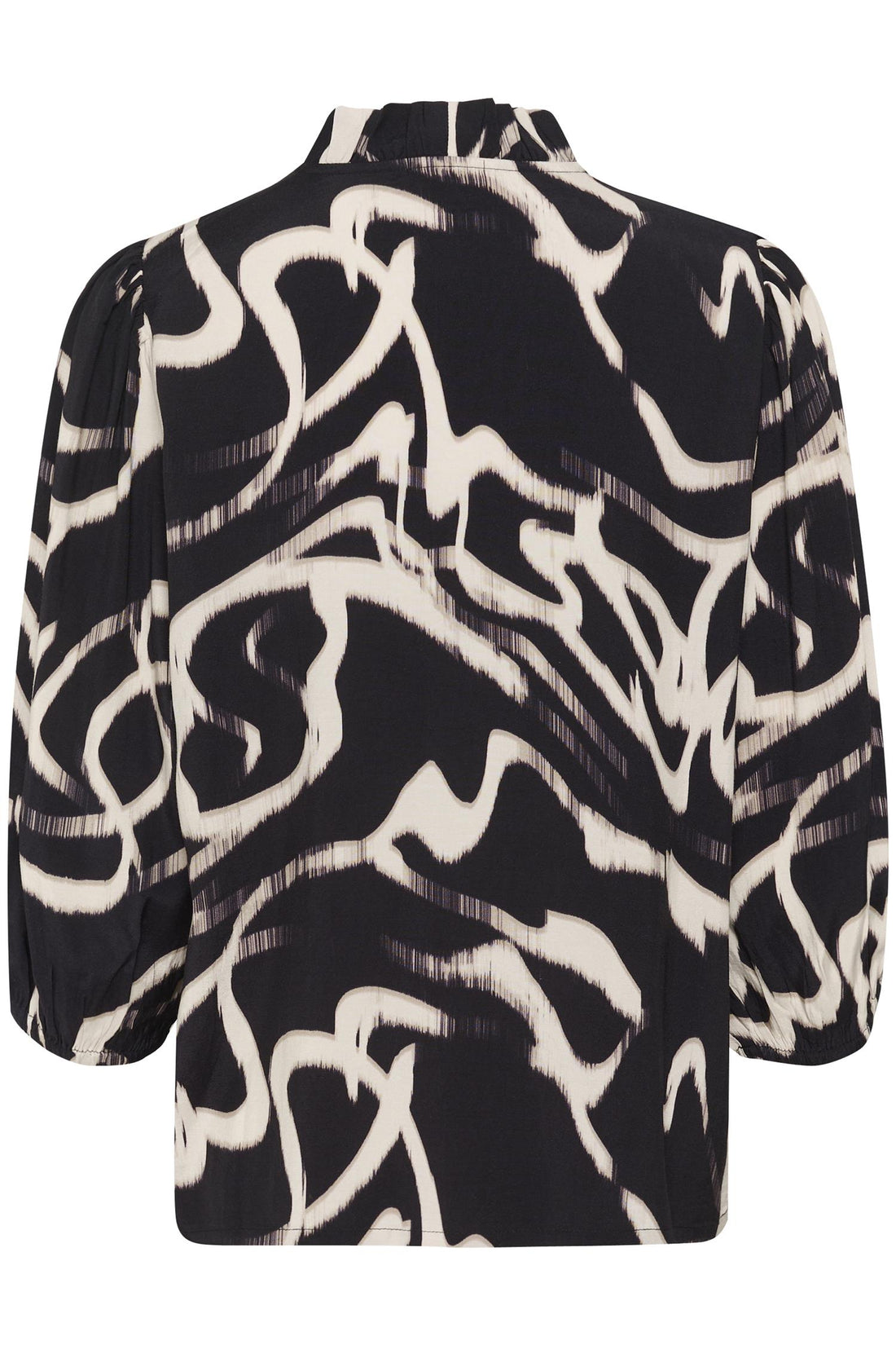 Kamartha Frill Blouse Black/Nature Organic Lines