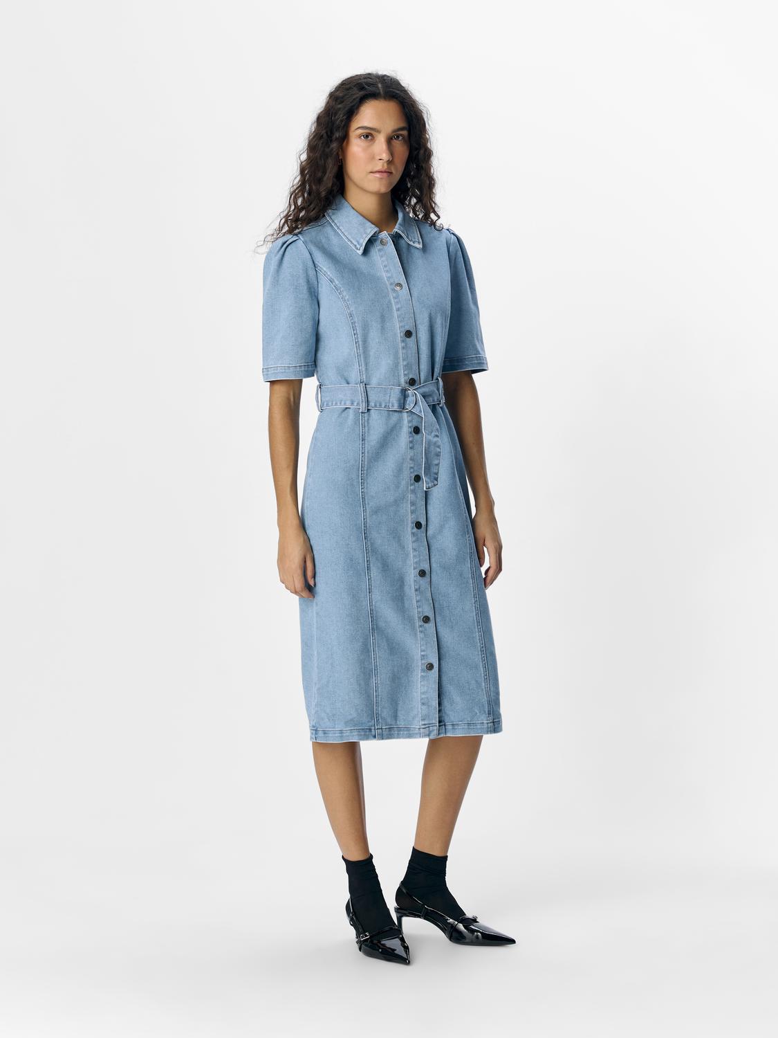 OBJCAROL DENIM DRESS REP Lyseblå