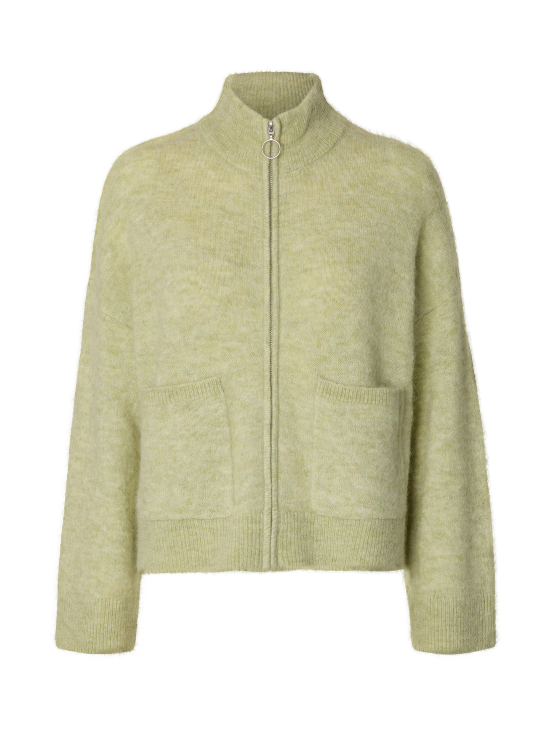 Slwsia Ras Ls Knit Zipper Cardigan Noos Grønn