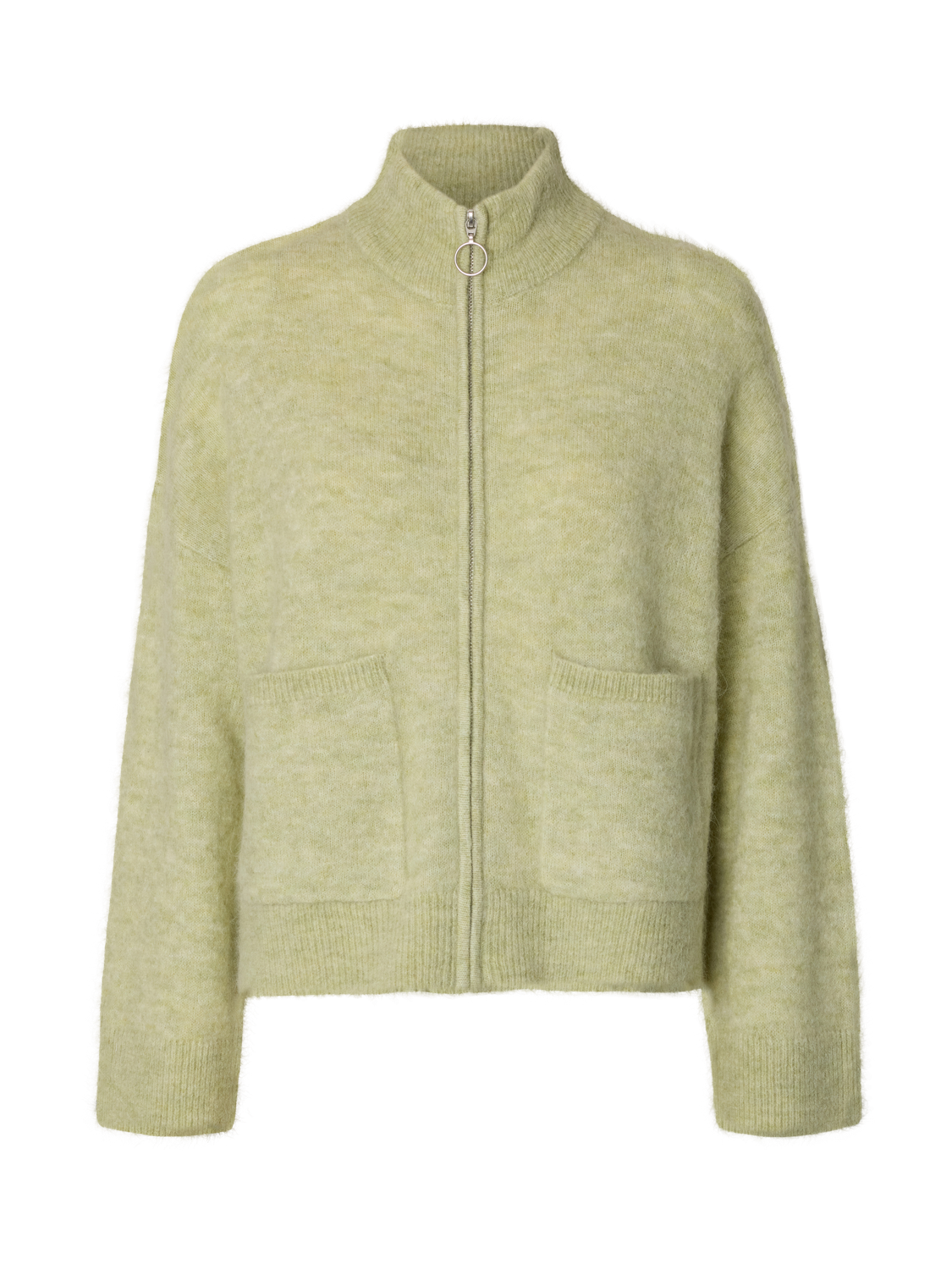 Slwsia Ras Ls Knit Zipper Cardigan Noos Grønn