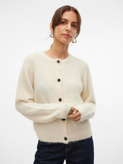 VMNOVAH LS O-NECK BUTTON CARDI GA NOOS Lysegrå