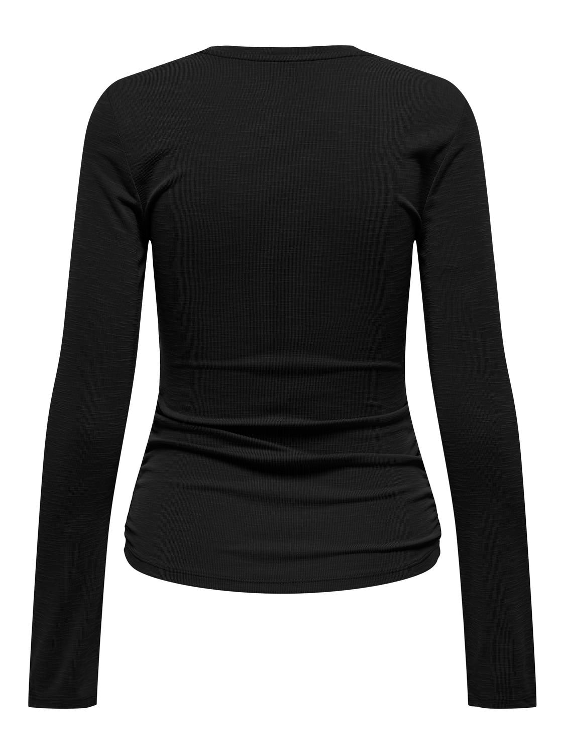 Onlfree Life L/s Slub Rib Top Jrs Svart