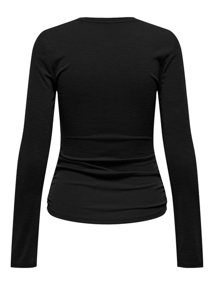 Onlfree Life L/s Slub Rib Top Jrs Svart