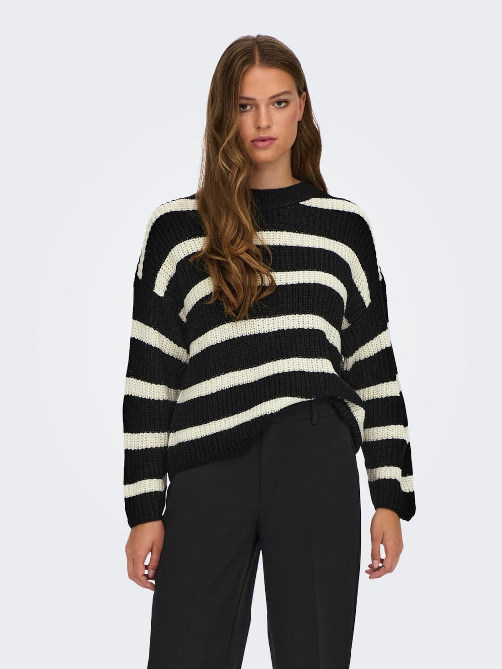 JDYJUSTY L/S STRIPE PULLOVER Svart