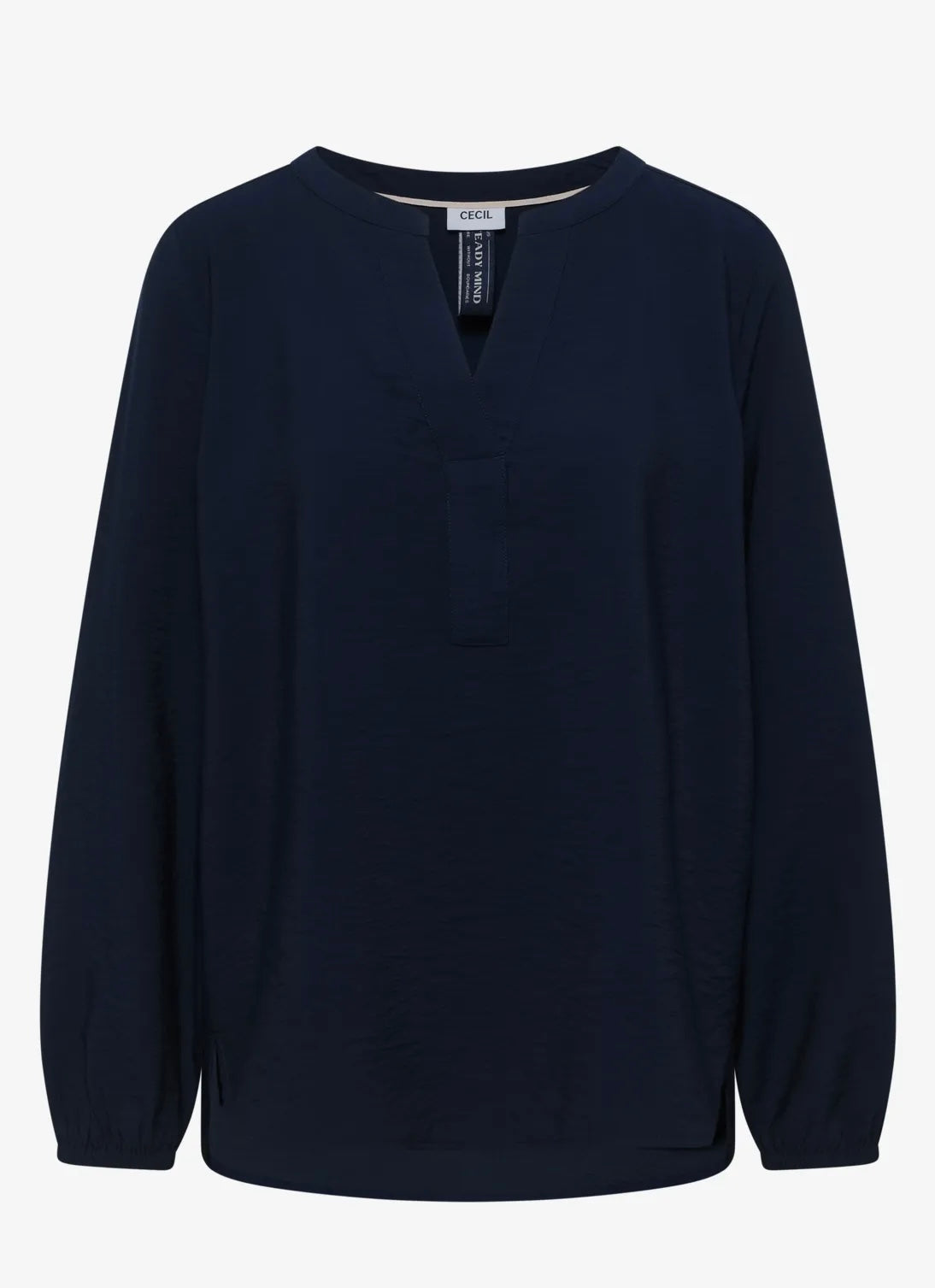 Solid splitneck blouse Blå