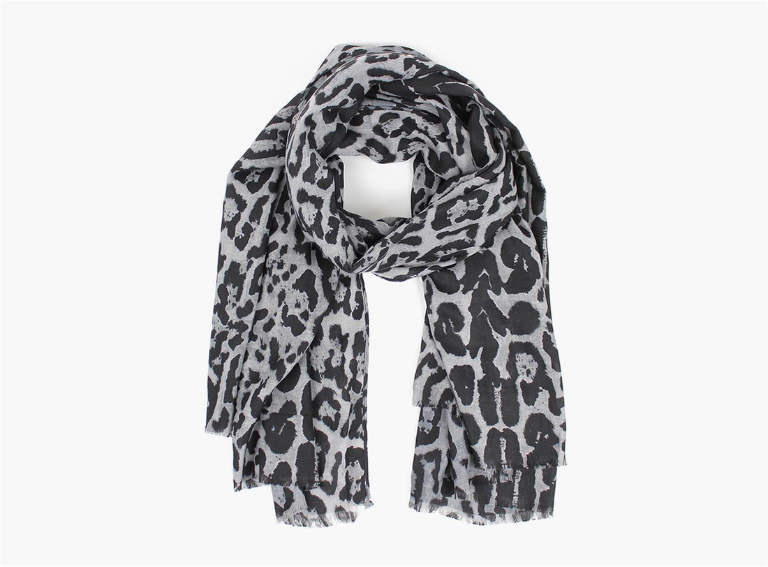 MANZINI Leopard Scarf Mørkegrå