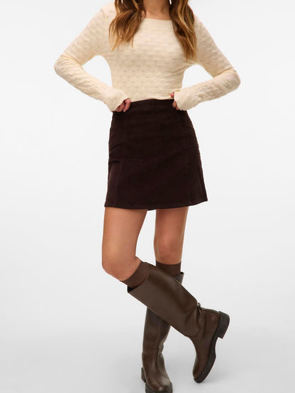 Vmkata Hr Corduroy Short Skirt Noos Brun