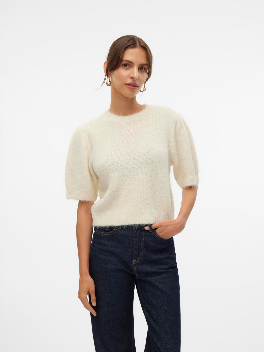 VMNOVAH SS O-NECK PUFF PULLOVER GA NOOS Hvit