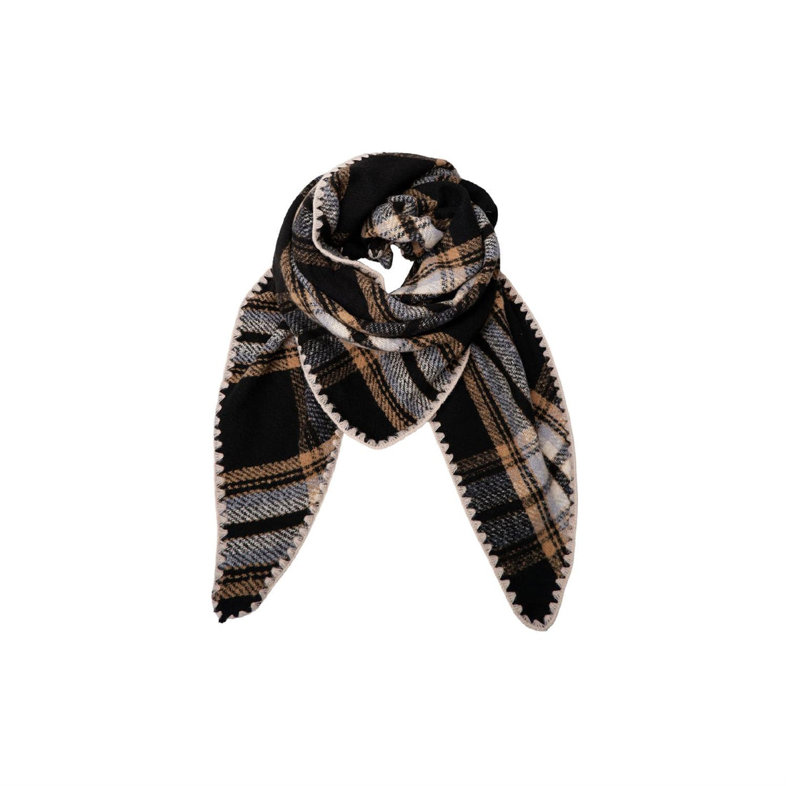 BLEONI CHEQUERED SCARF Svart