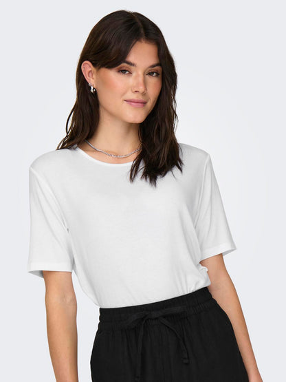 JDYMILA S/S O-NECK TOP Hvit