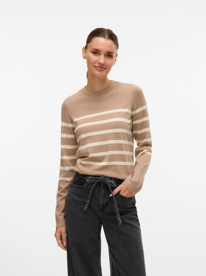 Vmsaba Plain Ls O-Neck Pullover Ga Noos Beige