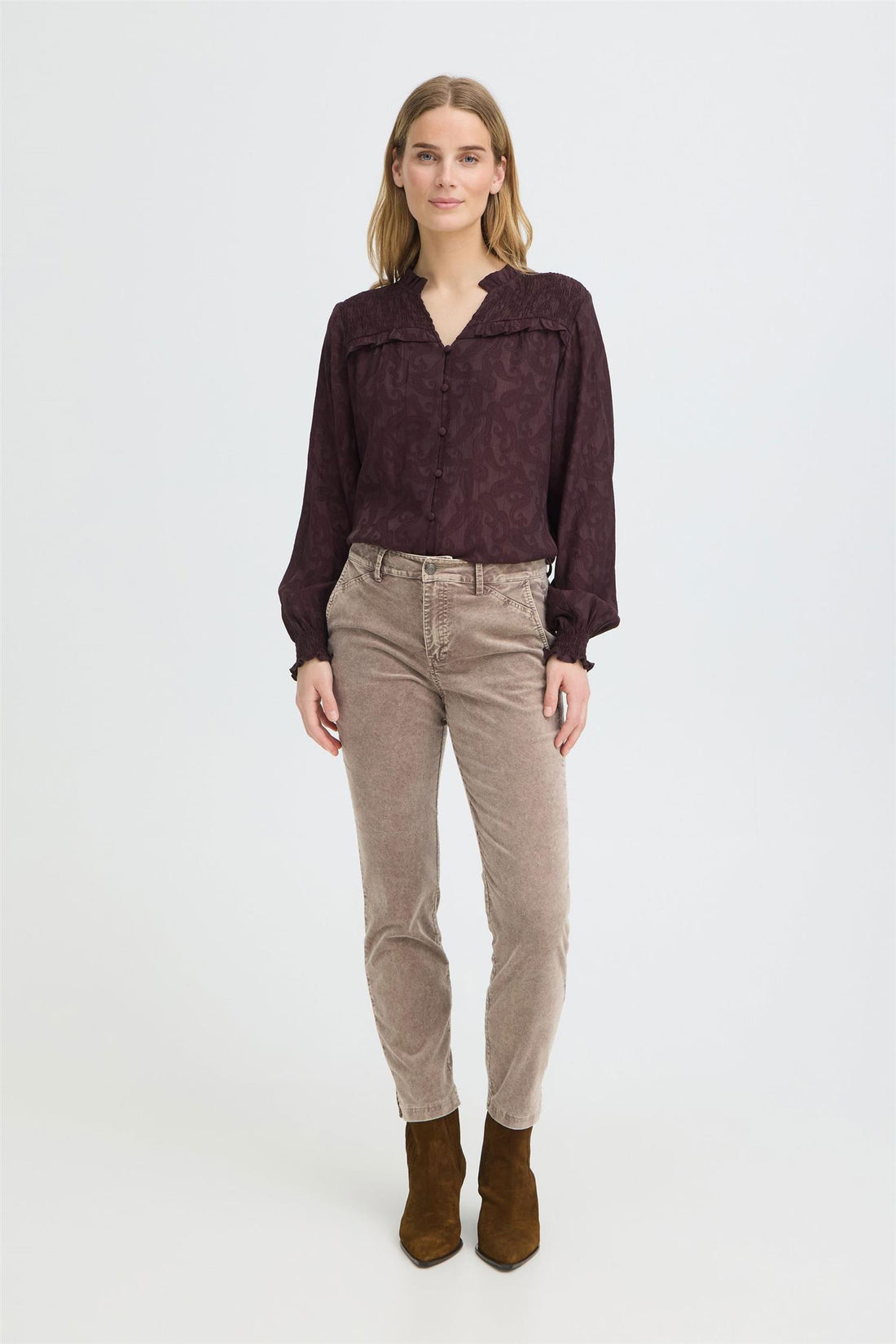 Pzfiba Hw Pant Skinny Leg Brun
