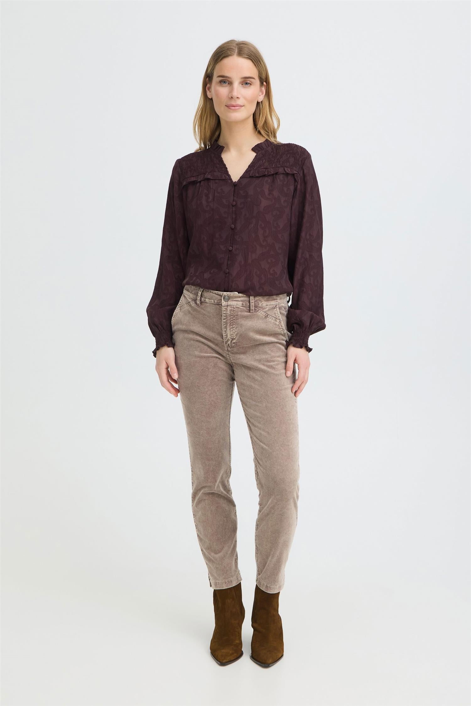Pzfiba Hw Pant Skinny Leg Brun