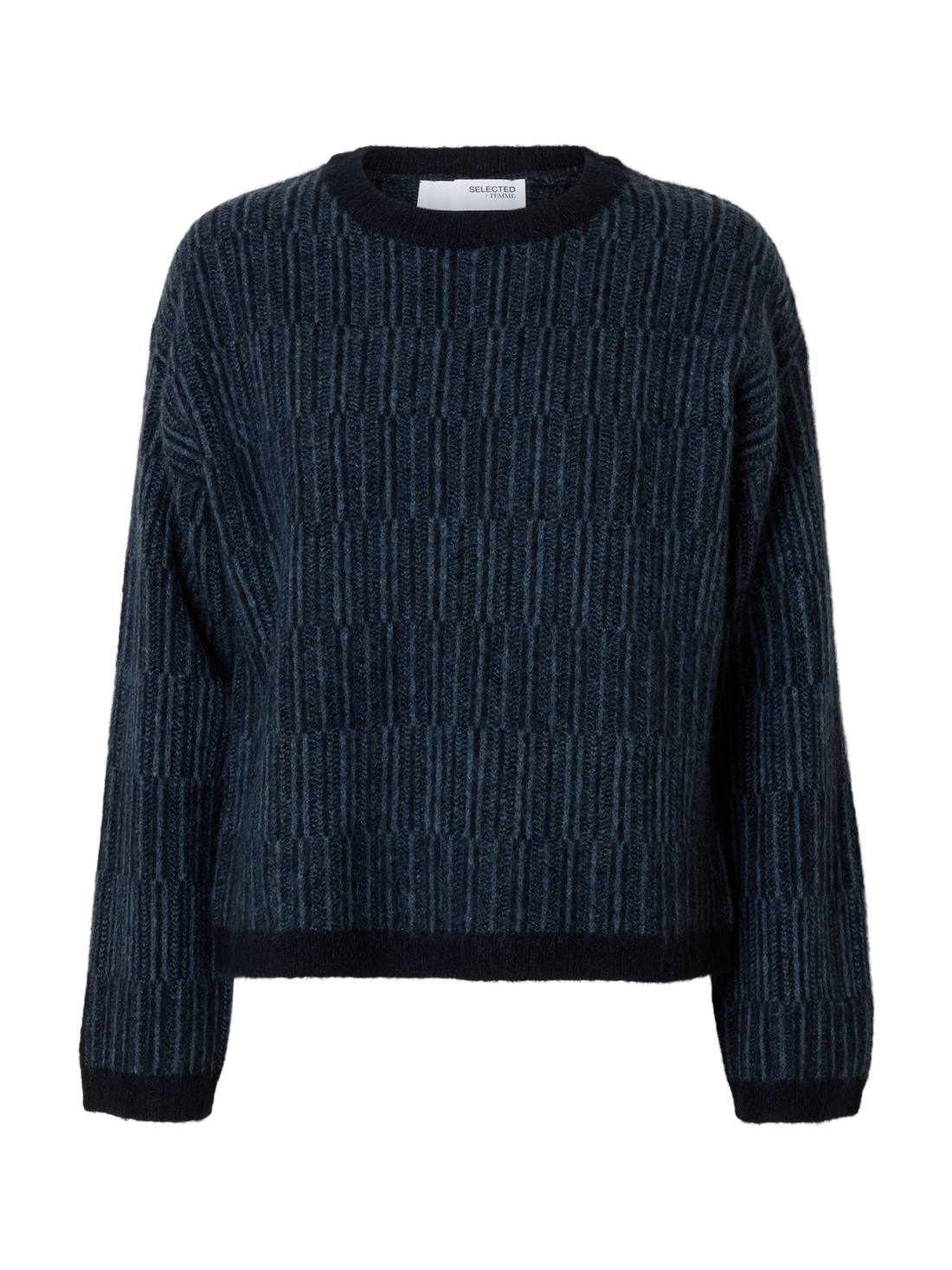 Slfalva Ls Knit Stripe O-Neck Blå