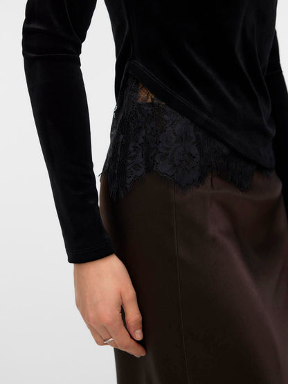Vmrikke Ls Boatneck Lace Mix Top Jrs Sort