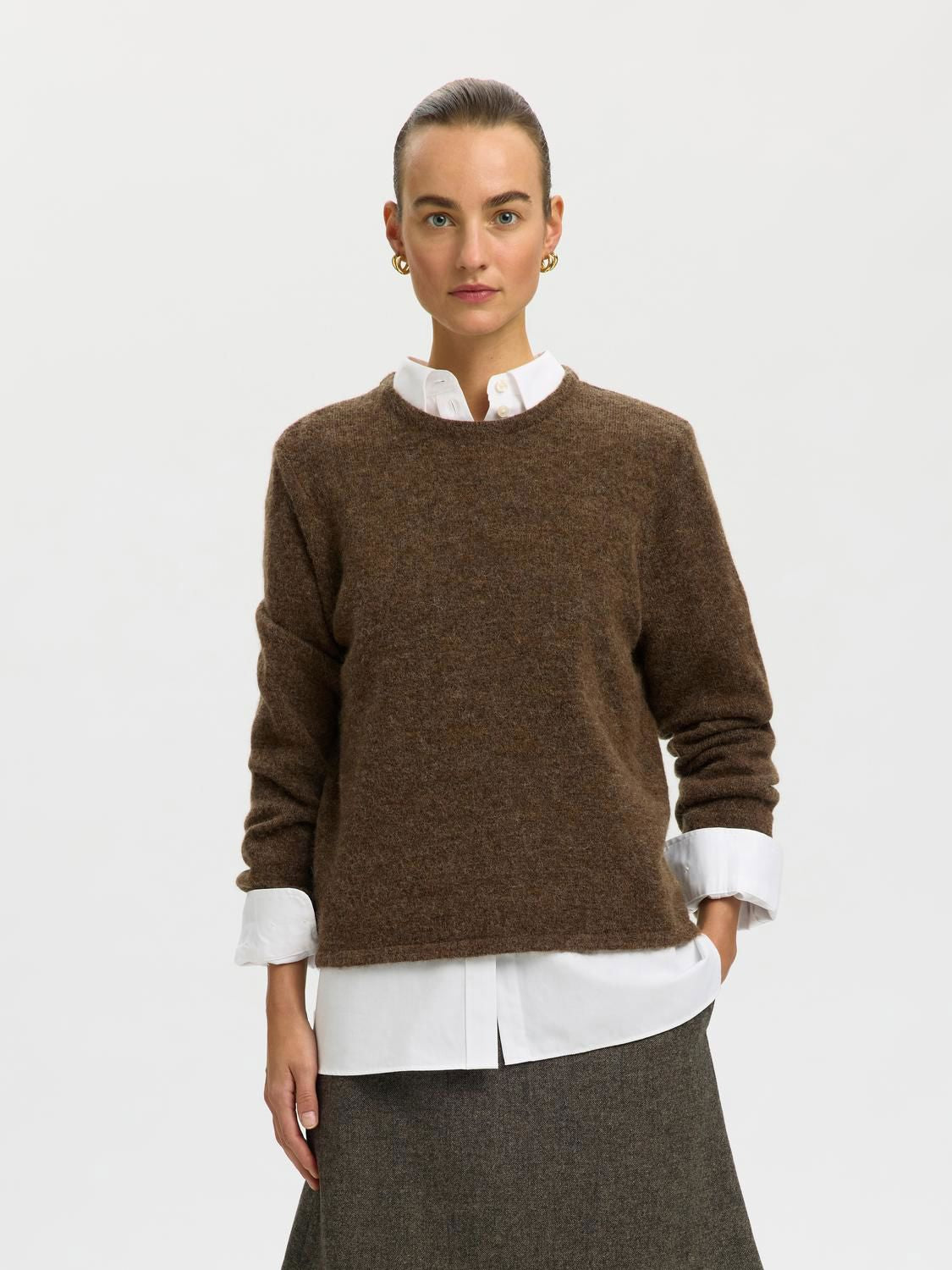 Slwlulu New Ls Knit O-Neck Noos Brun