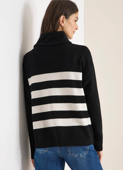 EOS cosy striped rollneck Svart