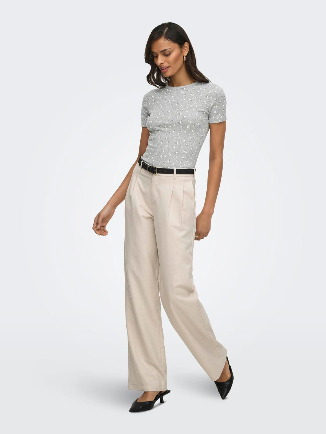 Jdylucky S/s O Neck Top Jrs Noos Grå