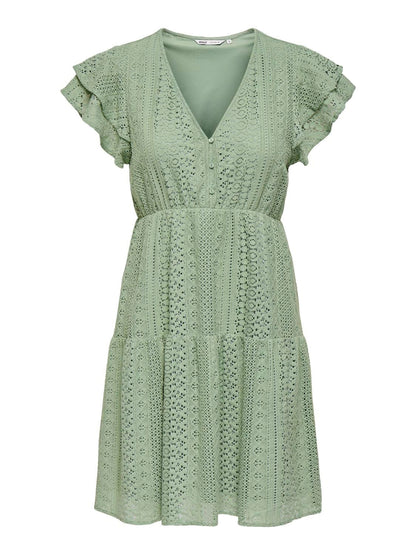 Onlhelena Lace Capsl Dress Wvn Noos Grønn